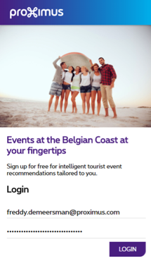 [image: home screen of the app ‘events at the Belgian coast’]