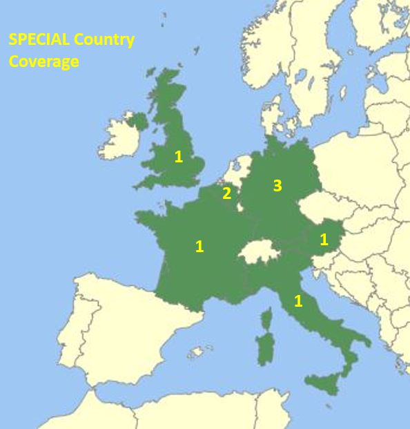 (UK: 1; Germany: 3; Belgium: 2; France: 1; Italy: 1; Austria: 1)