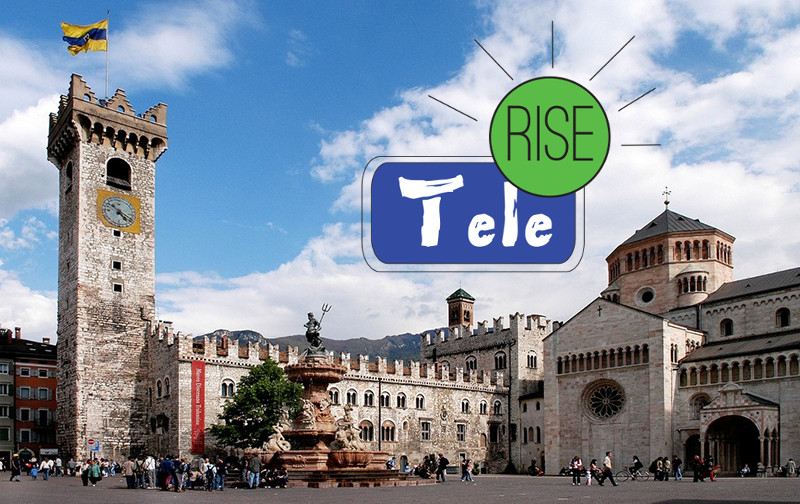 [Photo of Trento's Piazza Duomo overlaid with the TELERISE logo]